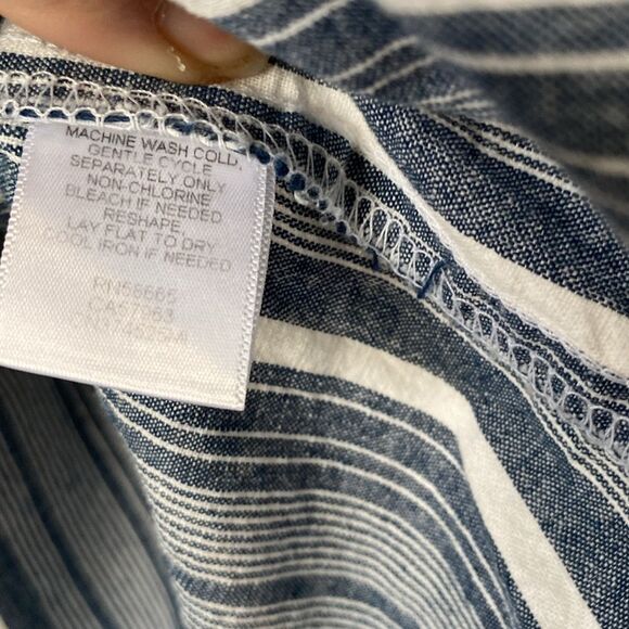 Caslon off the shoulder Striped Linen Blend Top Size Large - Picture 6 of 8